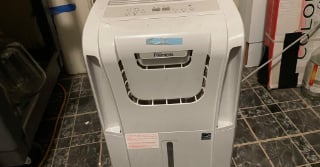 Close up view of a portable dehumidifier