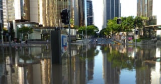 Flooded city street